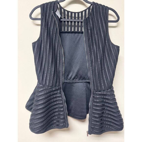 ANTHROPOLOGIE HD in Paris Black Mesh Peplum Top, Sz S - Picture 6 of 8